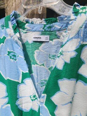 *NWT* Blue & Green Rayon XXL Sonoma midi swing dress